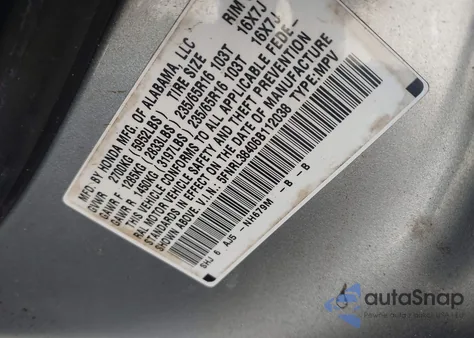 2006 Honda Odyssey Ex z USA, uszkodzony, nr VIN 5FNRL38406B112038